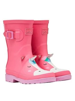 Joules Girls Unicorn Waterproof Wellies - Pink, Size 9 Younger