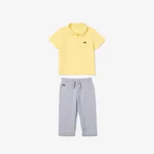 Lacoste Kids Rattle And Organic Cotton Pyjamas Box Set Size 6 months Grey Chine / Yellow