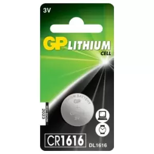 GP Lithium Button Cell Battery CR1616 Single - GPPBL1616000