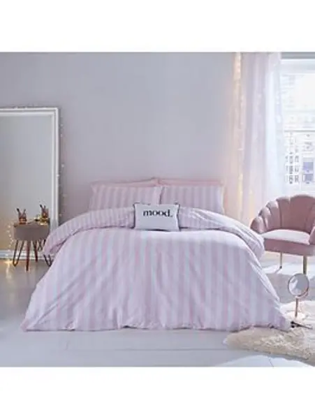 Sassy B Stripe Tease Reversible Duvet Cover Set - Pink And White Pink/White T9AGP Unisex King