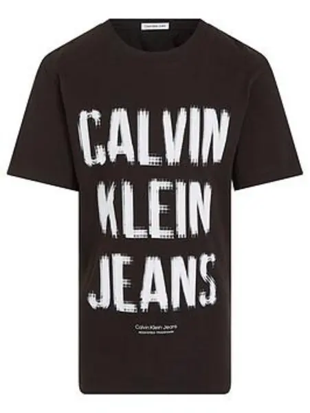 Calvin Klein Jeans Boys Pixel Logo Relaxed Short Sleeve T-Shirt - Black Size 10 Years