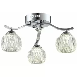 Harperliving - Modern 3 Light Semi-Flush Ceiling Light, G9 Cap Type, Polished Chrome Finish, Glass Shades Included, Bulbs Not Included