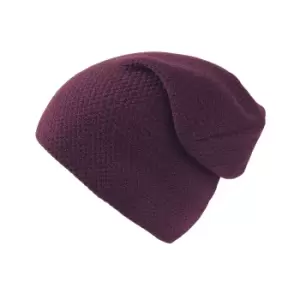 Atlantis Snobby Waffle Knit Beanie (One Size) (Burgundy)