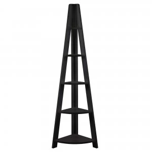 Tiva Wooden Corner Ladder Shelving Black