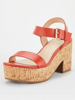 OFFICE Mimi Cork Barely There Sandal - Coral, Size 7, Women