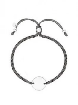 Simply Silver Sterling Silver Personalised Engravable Disc Adjustable Grey Toggle Bracelet