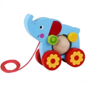 Elephant with Rolling Ball Wooden Pull Along Toy