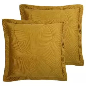 Paoletti Palmeria Twin Pack Polyester Filled Cushions Gold