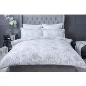 Belledorm Ella Duvet Cover Set (King) (White/Grey) - White/Grey