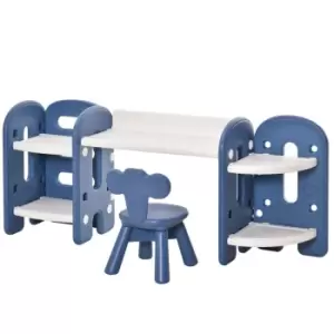 HOMCOM Kids Adjustable Table and Chair Set Blue And White For 1 To 4 Years