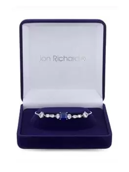 Jon Richard Rhodium Plated Mixed Stone Montana Blue Toggle Bracelet - Gift Boxed, Silver, Women