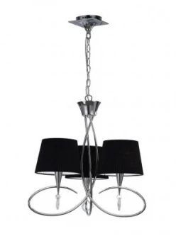 Ceiling Pendant 3 Light E14, Polished Chrome with Black Shades