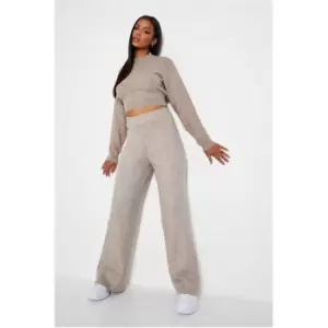 I Saw It First Recycled Wide Leg Knitted Trousers Co-Ord - Brown