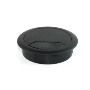 Emuca PC Computer Desk Plastic Grommet 60mm - Black, Pack of 3