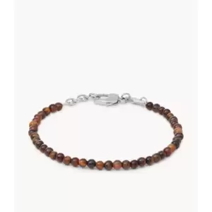 Fossil Mens Tiger's Eye Beaded Bracelet - Brown