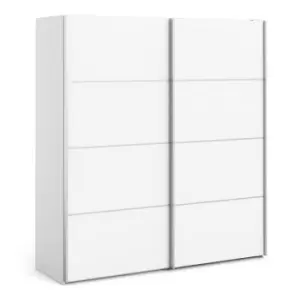 Verona White 2 Door Sliding Wardrobe with 5 Shelves - 180cm