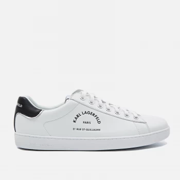 KARL LAGERFELD Mens Kourt Ii Leather Cupsole Trainers - White - UK 9