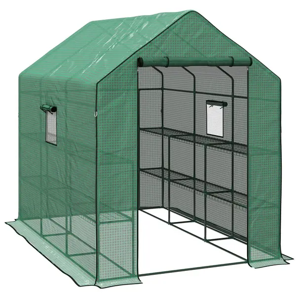 Walk-in Outdoor Green House with Door and Mesh Windows