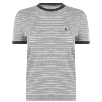 Jack Wills Penny Metallic Stripe Ringer T Shirt - Grey