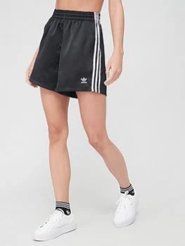 adidas Originals 3 Stripe Satin Shorts - Black, Size 10, Women