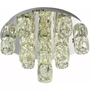 Loops - Flush Ceiling Light Chrome Plate & Clear Crystal 15 x 2.7W LED module