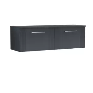 Nuie Deco 1200mm Wall Hung 2 Drawer Vanity & Worktop - Satin Anthracite