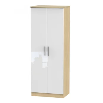 Robert Dyas Kirkhill Ready Assembled Tall 2-Door Wardrobe -White Pine