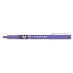 Pilot V5 Rollerball Pen Needle Tip 0.5mm Line 0.3mm Violet Pack of 12 Pens