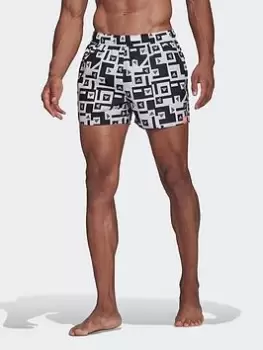 adidas Graphic Swim Shorts, Black/White Size M Men