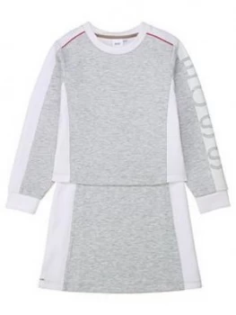 Hugo Boss Double Layer Sweat Dress Grey Size 4 Years Girls