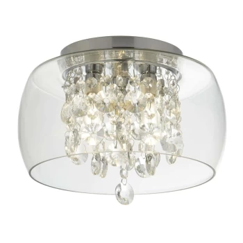 Searchlight Bathroom - 3 Light Bathroom Flush Ceiling Light Chrome, Crystal IP44, G9