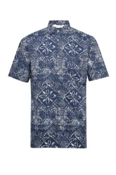 Mens French Connection Delon Hawaiian Shirt Marine