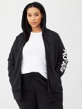 adidas Plus Essentials Full Zip Hoodie - Black, Size 1X, Women