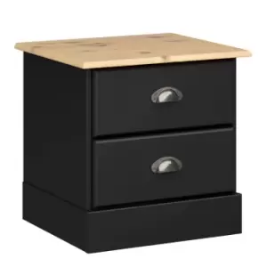 Nola 2 Drawer Bedside Table Black And Pine