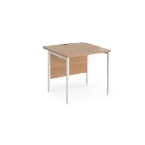 Office Desk 800mm Rectangular Desk With H-Frame Leg Beech Tops With White Frames 800mm Depth Maestro 25