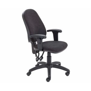 TC Office Calypso High Back Twin Lever Operator Chair with Height Adjustable Arms, Charcoal