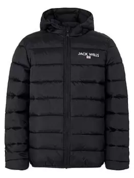 Jack Wills Boys Font Padded Jacket - Black, Size Age: 9-10 Years