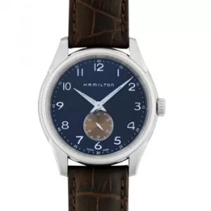 Jazzmaster Thinline Quartz Blue Dial Mens Leather Watch 40mm