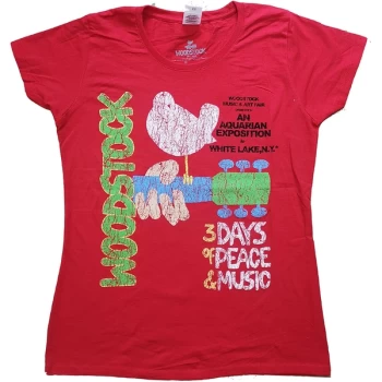 Woodstock - Vintage Classic Poster Womens X-Small T-Shirt - Red