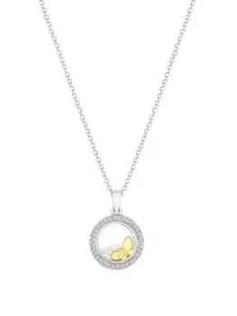 Simply Silver Sterling Silver 925 Cubic Zirconia Butterfly Shaker Pendant Necklace, Silver, Women