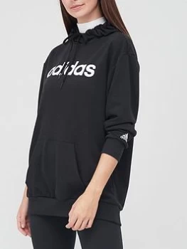 adidas Essentials Linear Oversized Hoodie - Black/White Size XS Women