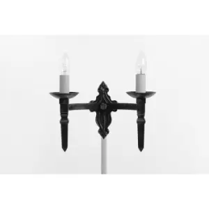 Baronial Aged iron wall light 2 bulbs 23.5cm