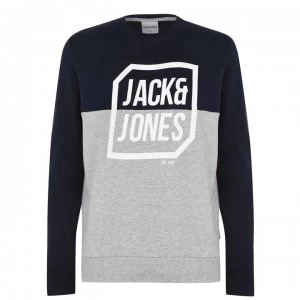 Jack and Jones Half Logo Crew Sweatshirt Mens - Sky Captain