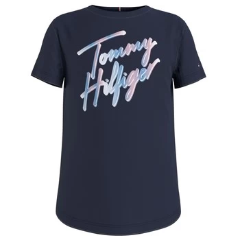 Tommy Hilfiger KG0KG05870-C87 Girls Childrens T shirt in Blue - Sizes 8 years,12 years,14 years,16 years