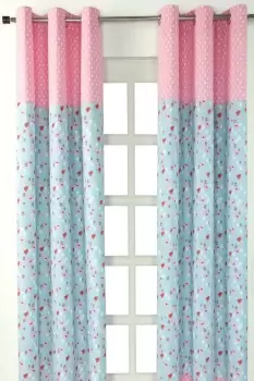 Birds And Flowers Ready Made Eyelet Curtain Pair