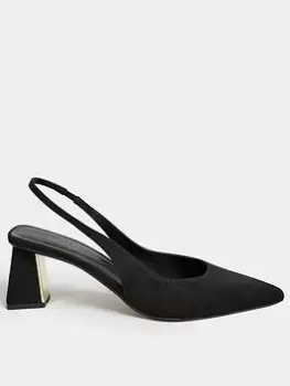 Yours Extra Wide Fit Point Slingback Mid Heel Court Shoe Black, Size 4Eee, Women