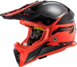 LS2 MX437 Fast Evo Roar Motocross Helmet, black-red, Size L, black-red, Size L