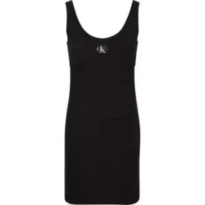 Calvin Klein Jeans Badge Rib Strappy Dress - Black