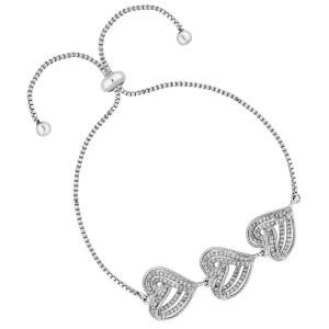 Jon Richard Silver Plated Clear Cubic Zirconia Heart Toggle Bracelet