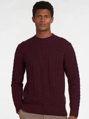 Barbour Essential Cable Knit Jumper, Ruby Size XL Men